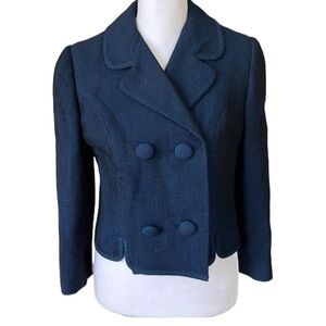 Vintage Lord and Taylor Navy and Black Striped Cropped Jacket Size Small